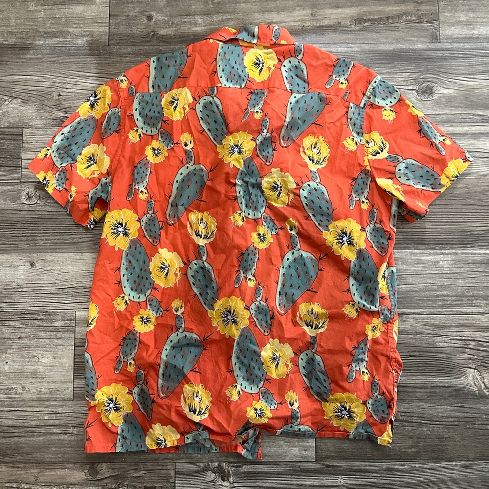 Sonoma Men's Orange Cactus Print Short Sleeve Shirt - Picture 3 of 3